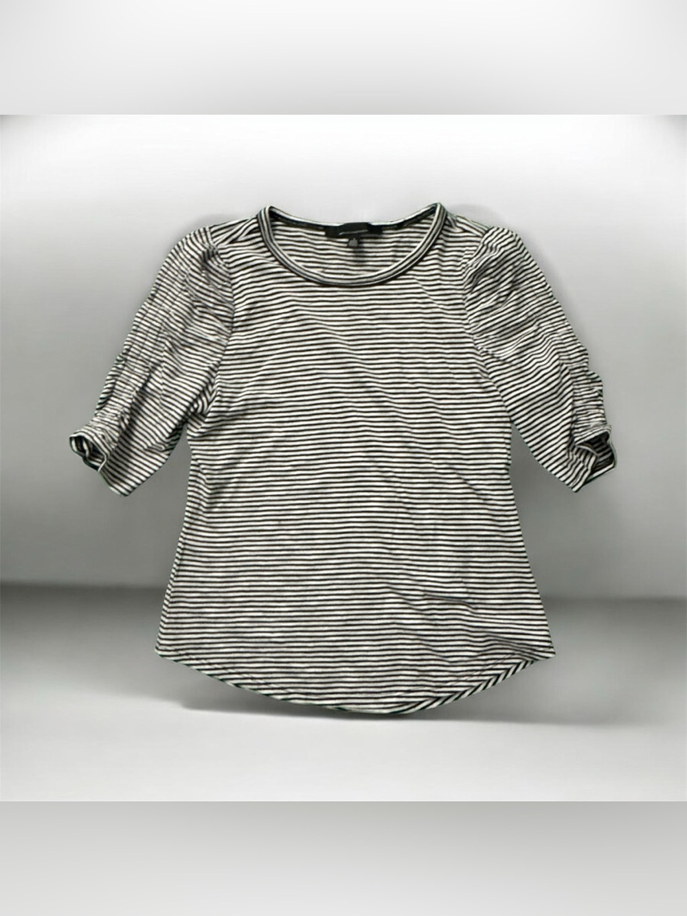 White House Black Market Black & White Striped Short Sleeve Tee